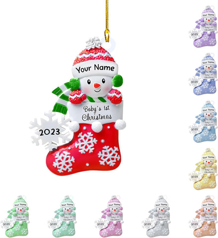 MAPrints Personalized Baby\u2019s First Christmas Keepsake Ornament, Custom New Baby Gifts, Babys 1st Christmas Ornament 2023 Boy Or Girl Newborn, for New Mom Dad (Style 1)