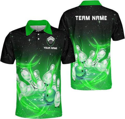 Ligthuy Personalized Name Bowling Polo Shirts 3D for Men and Women, Bowling Shirt, Bowling Shirts for Men Team Bowling Shirt