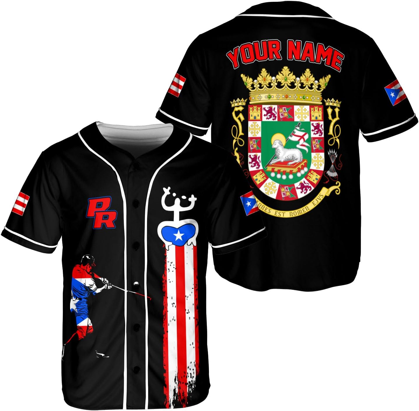 RoyalBro Personalized Puerto Rico Baseball Shirt - Custom Team Name, Puerto Rican Baseball Jersey for Men