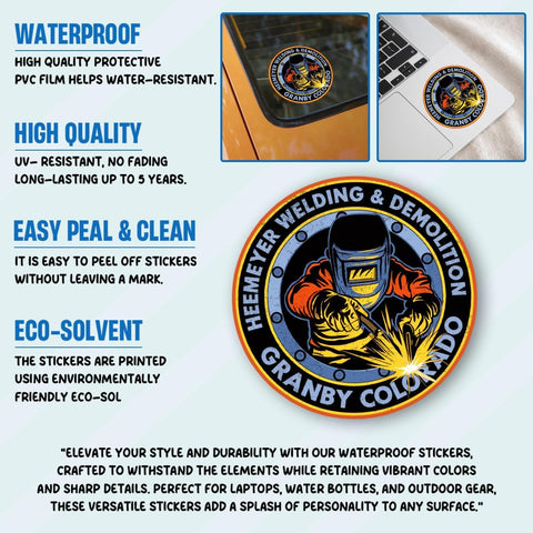 3Pcs Heemeyer Welding and Demolition Sticker Gifts Funny Patriotic Killdozer Heemeyer Welding and Demolition Waterproof Stickers Welder Car Decal for Laptop Water Bottle Toolbox Phone Case Cars 3"