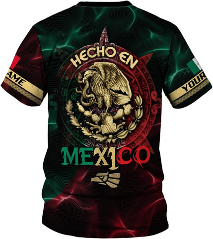 Mostefy Personalized Name Mexican Shirts 3D Customized Mexico Shirt US Flag, Mexican Shirts for Women Unisex