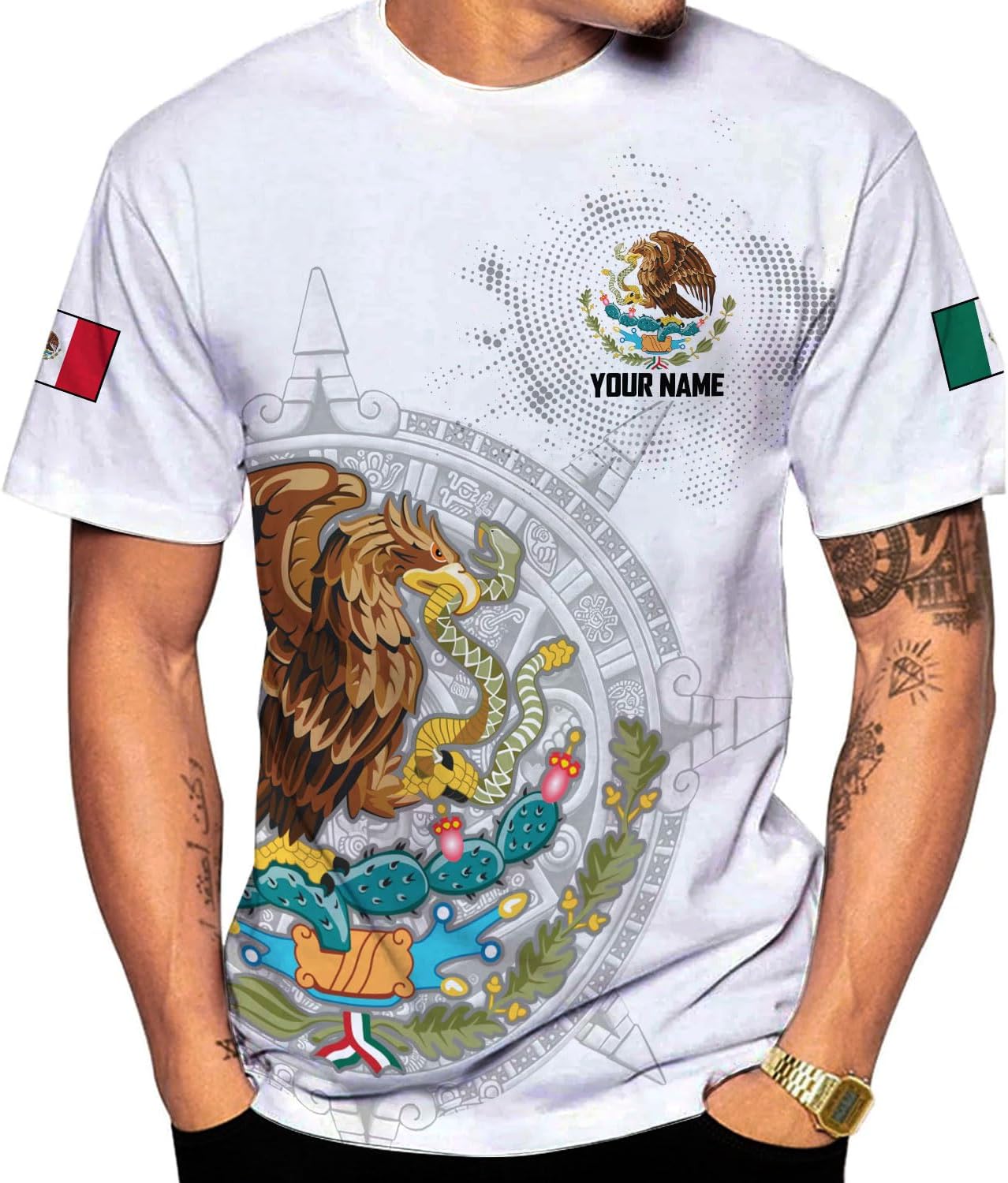 Mostprints Personalized Name Mexican Shirts for Men 3D Customized Mexico Shirts for Men Mexico Shirts for Women Mexico Shirt