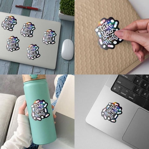 3PCS Take Your Meds 3" Sticker - Funny Medication Reminder Decal for Laptop, Water Bottle, Helmet, Bumper - Healthcare & Medical Gift
