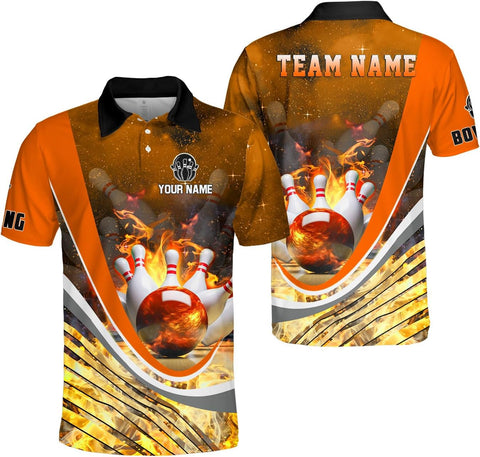 Ligthuy Personalized Name Bowling Polo Shirts 3D for Men and Women, Bowling Shirt, Bowling Shirts for Men Team Bowling Shirt
