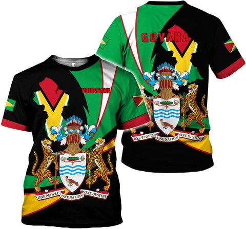 Rivelus Personalized Name 3D Shirt, Guyana Tshirt for Men Women, Guyanese Flag Pride Shirts, Guyana Gift S-5XL
