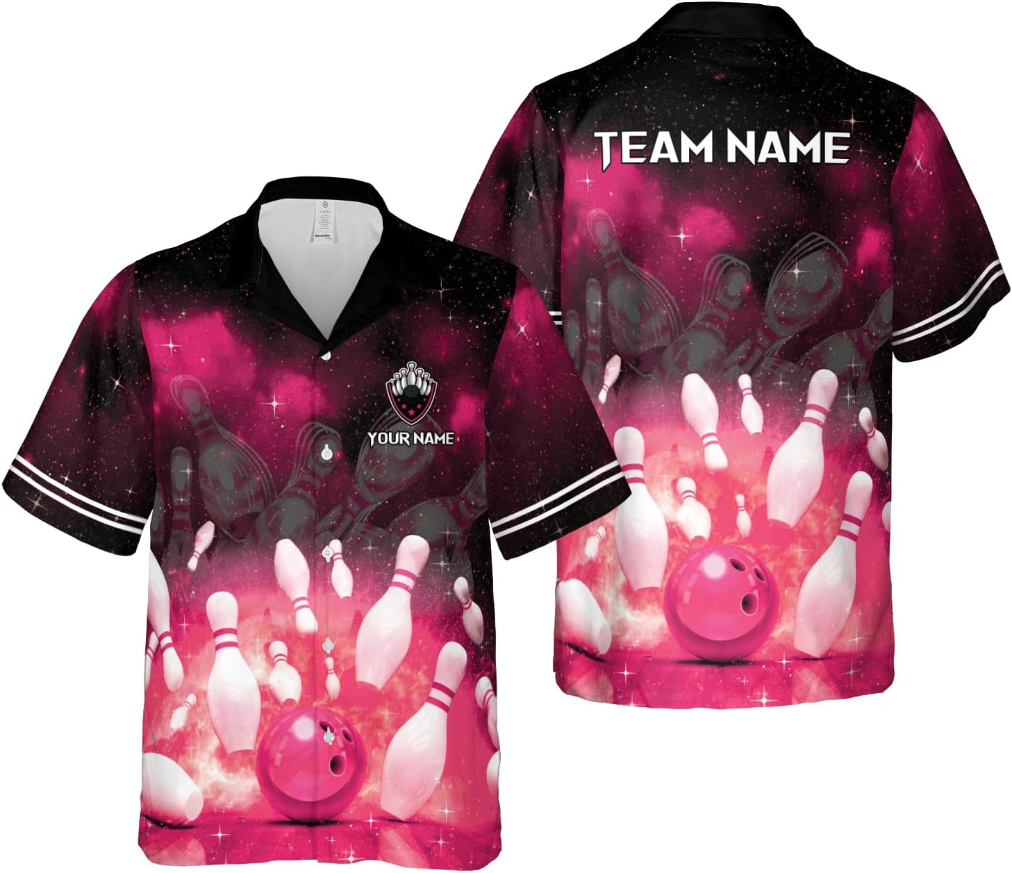Artparel Personalized Bowling Hawaiian Shirt 3D Bowling Hawaiian Gifts Men Bowling Button-Down Short Sleeve Hawaiian Shirt