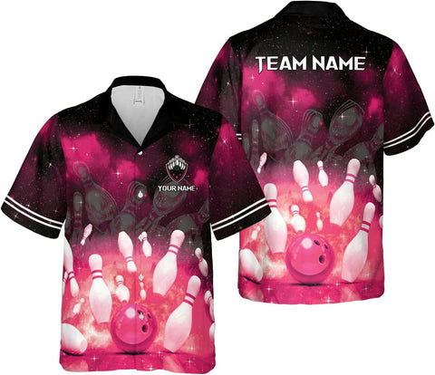 Artparel Personalized Bowling Hawaiian Shirt 3D Bowling Hawaiian Gifts Men Bowling Button-Down Short Sleeve Hawaiian Shirt
