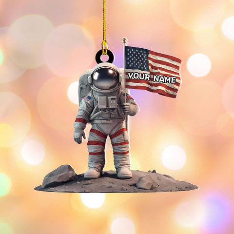 Personalized Astronaut Christmas Ornament Custom Name Rocket Spaceship Ornament for Christmas Tree Xmas Home Decoration Gifts for Boys Children Space (Acrylic, Style 4)
