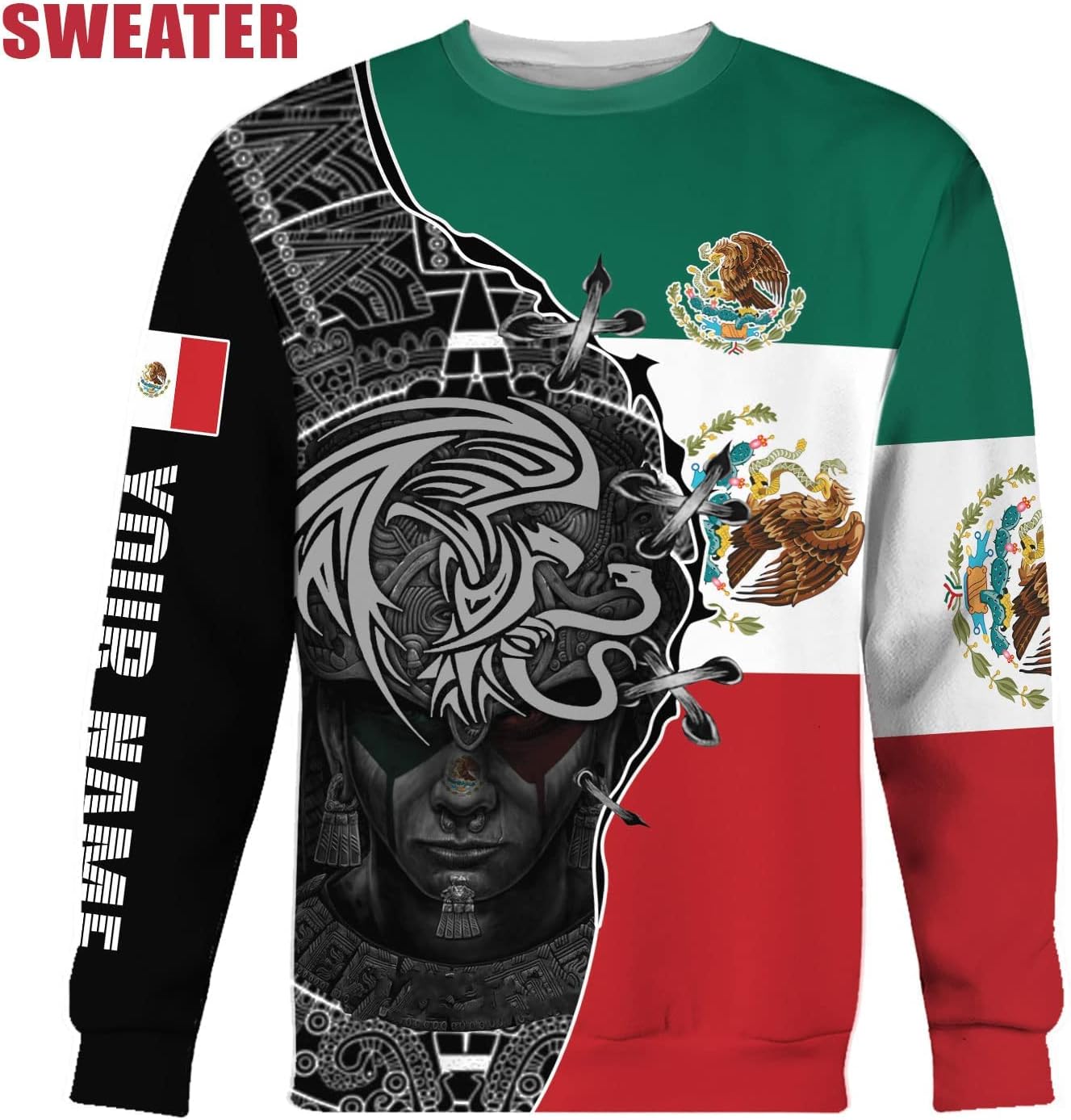 Mostprints Personalized Name Mexican Hoodie 3D, Mexican Hoodies for Men, Unisex Mexico Hoodie, Mexico Hoodies for Men