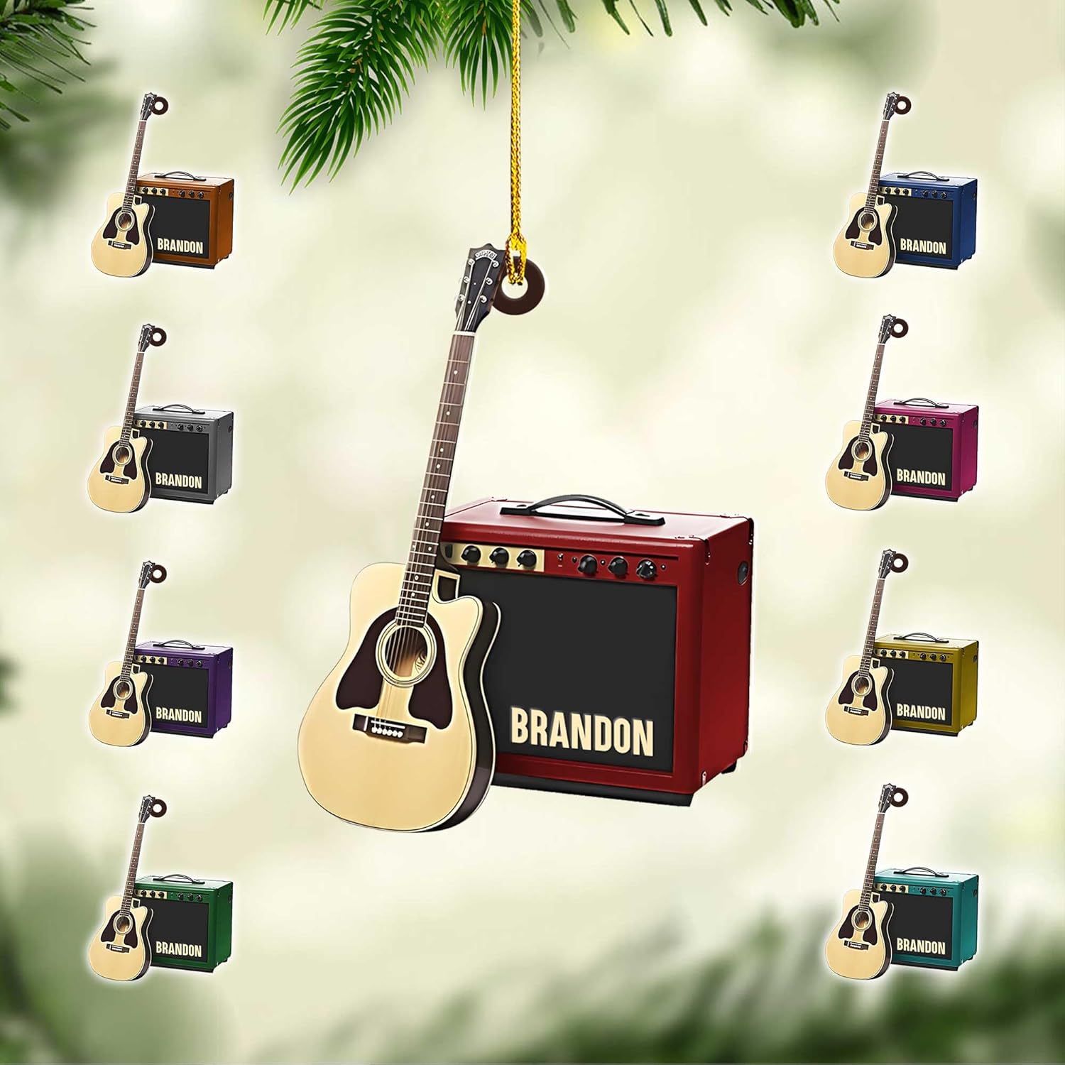 Personalized Guitar Ornament, Electric Guitar Ornament, Guitar Christmas Ornaments 2024, Acoustic Guitar Christmas Ornament, Guitar Christmas Ornaments Guitarist Gift Musical Instruments Xmas (G10)