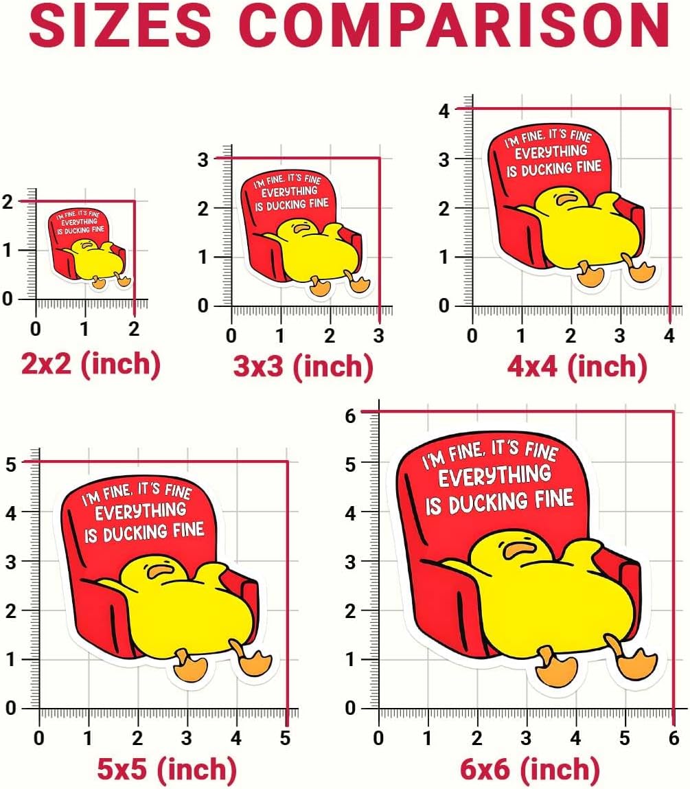 (3Pcs) I'm Fine, It's Fine Everything is Ducking Fine Sticker, Yellow Duck Sticker, Funny Meme Cute Duck Decal, Duck Vinyl Sticker - Stickers for Laptop Water Bottle Phone Car Window Helmet 3"