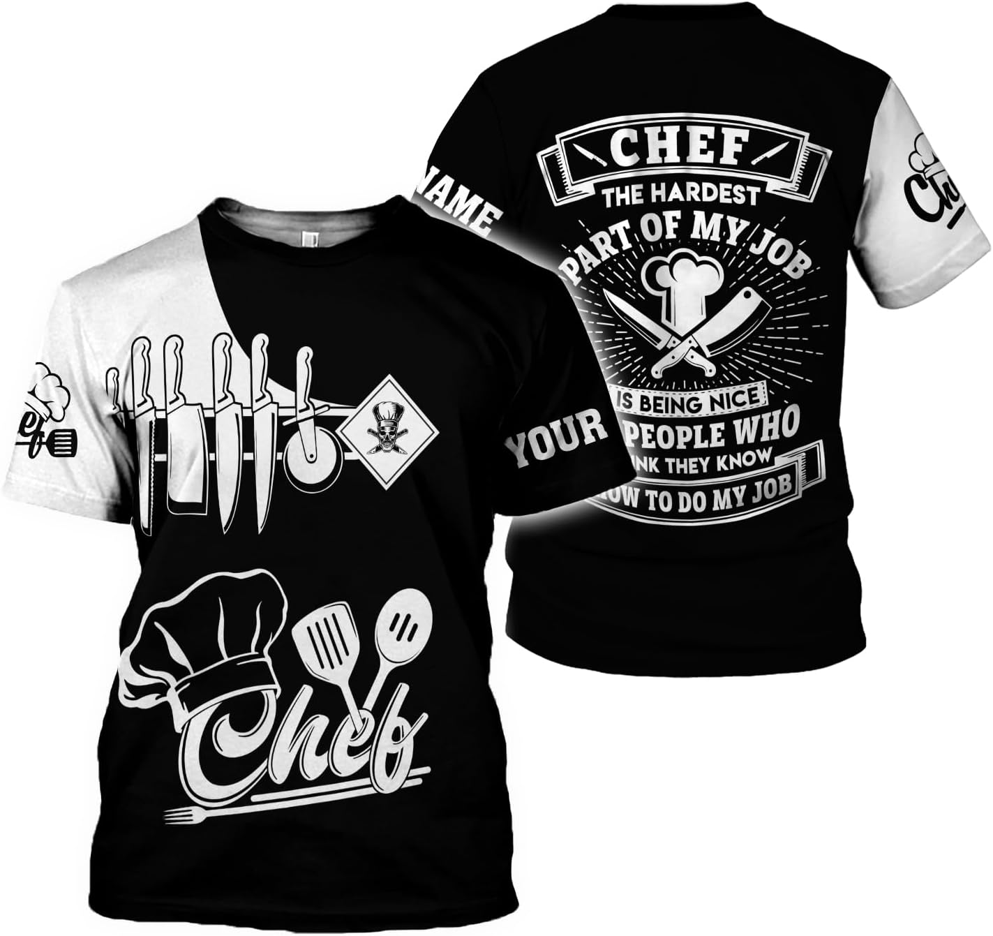 Custom Chef Shirt Chef Shirts for Men Gifts for Master Chef Lovers Custom Chef T Shirts for Men Funny 3D Chef Shirts for Men