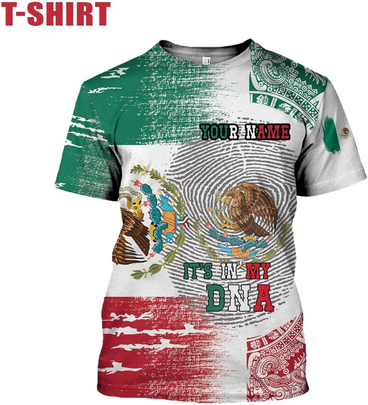 Paniprints Personalized Name Mexican Shirts for Men, Customized Mexico Shirts for Men, Mexico Shirts for Women Mexico Flag
