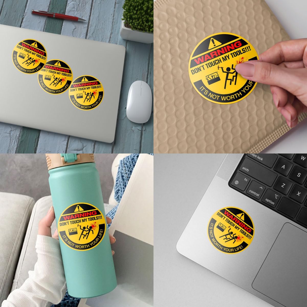 3 Pcs Don't Touch My Tools - It's Not Worth Your Life Sticker, Warning Sticker, Tool Boxes Sticker 3 Inches for Men Welding Ironworker Lineman Electrician Pipeliner Laptop Water Bottle Phone Car