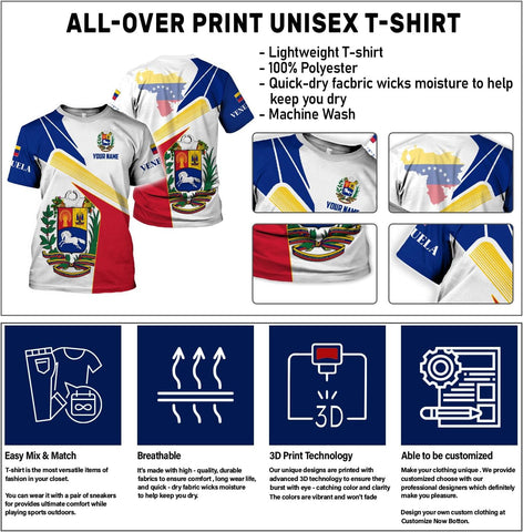 Royal Fight Personalized Coat of Arms Shirt with Venezuela Flag - Pride Shirts for Men & Women