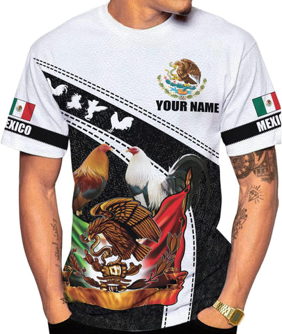 Mostefy Personalized Name Mexican Shirts for Men 3D, Rooster Mexico Shirts for Men, Mexico Shirt Eagle Flag Mexican Eagle (US, Alpha, Small, 5X-Large, Regular, Regular, Multi 11)