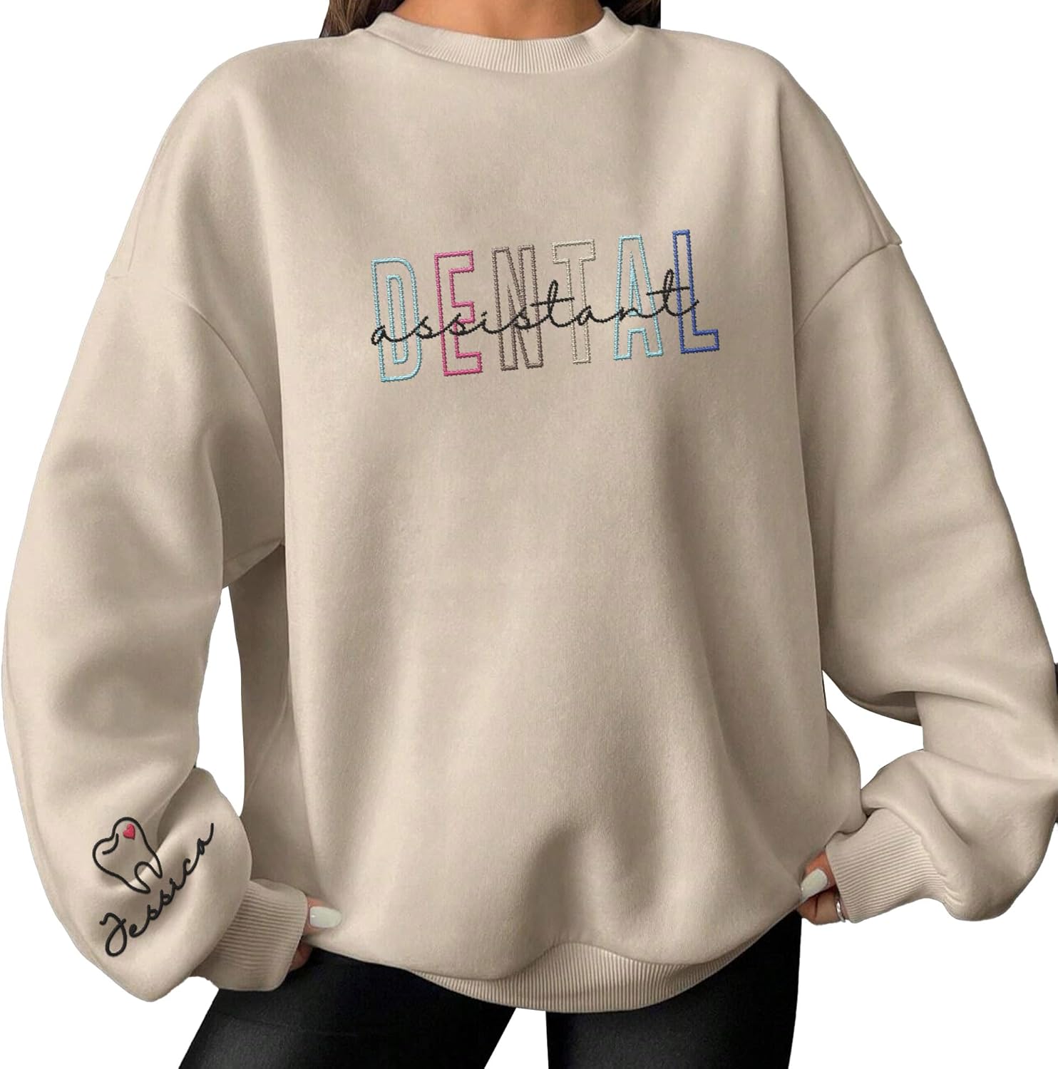 Leeprints Personalized Embroidered Sweater, Dental Assistant & Hygienist Gift, Nurse Hoodie