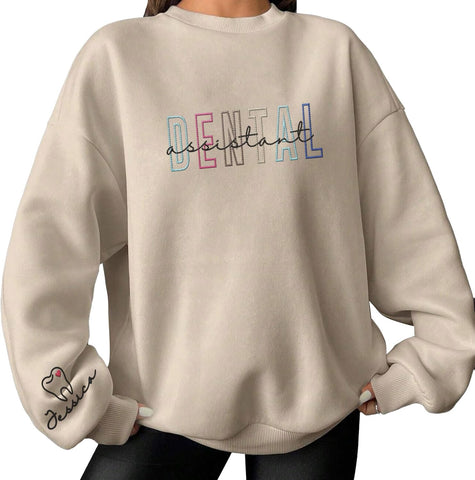 Leeprints Personalized Embroidered Sweater, Dental Assistant & Hygienist Gift, Nurse Hoodie