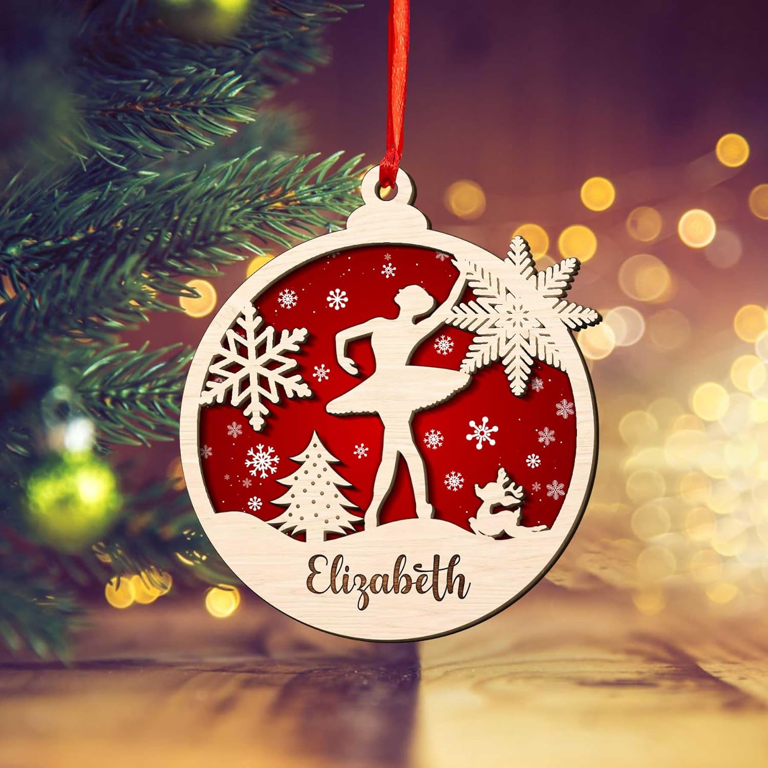 Tinoshop Personalized Dance Ornament 2024, Ballet Poses Wood Ornament for Christmas Tree, Ballet Dance Dress Ballerina Ornament, Ballet Shoes Ornament, Keepsake for Ballet Dancers (ON296)