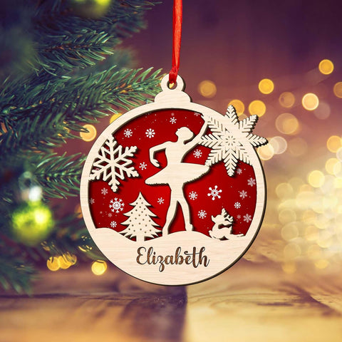 Tinoshop Personalized Dance Ornament 2024, Ballet Poses Wood Ornament for Christmas Tree, Ballet Dance Dress Ballerina Ornament, Ballet Shoes Ornament, Keepsake for Ballet Dancers (ON296)