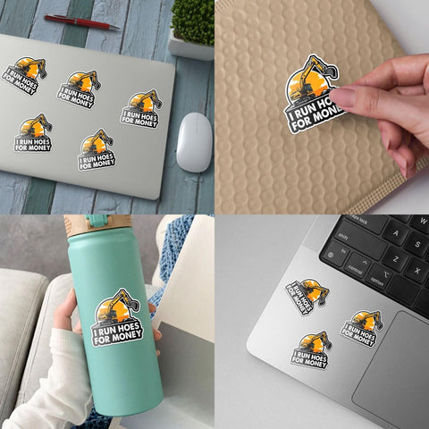 3 Pcs I Run Hoes for Money Sticker I Run Hoe Money Stickers Heavy Equipment Operator Excavator Gift Sticker Construction Worker Toolbox Stickers for Laptop Water Bottle Phone Car Helmet 3"x3" (RH1)