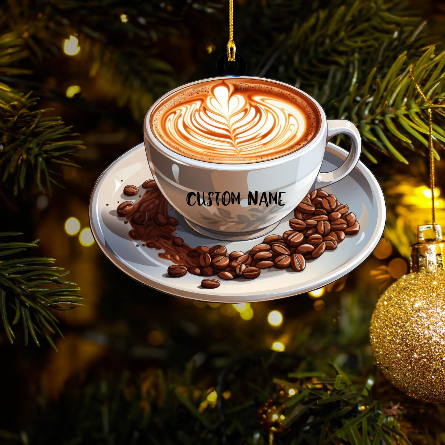 Personalized Coffee Machine Ornament Coffee Tool Flat Printed Ornament Coffee, Coffee Car Ornament,Love Coffee Ornament, Barista Ornament, Gift for Coffee Lovers (Acrylic, Style 13)