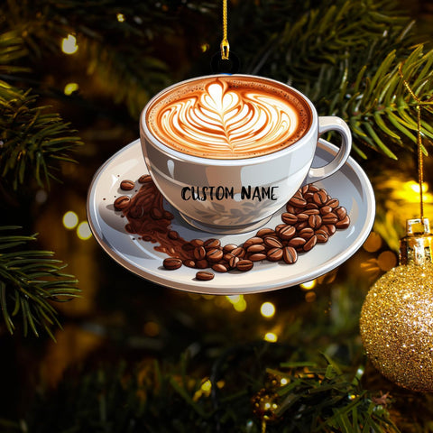 Personalized Coffee Machine Ornament Coffee Tool Flat Printed Ornament Coffee, Coffee Car Ornament,Love Coffee Ornament, Barista Ornament, Gift for Coffee Lovers (Acrylic, Style 13)