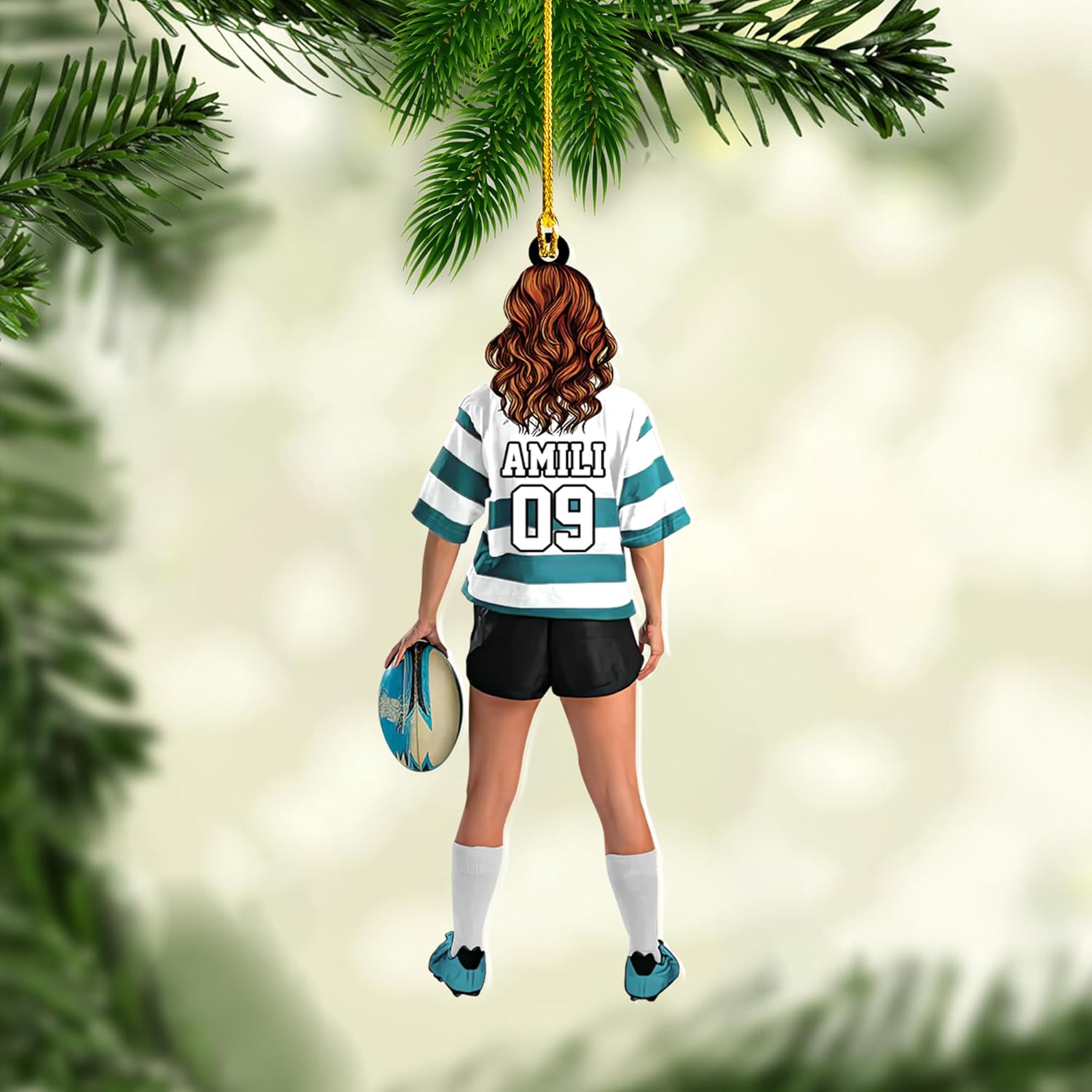 AOVL Personalized Rugby Ornament Rugby Player Gift Ornaments Rugby Team Gift Ornament Gift for Rugby Players Sports Ornaments for Christmas Tree Rugby Gifts for Sports (Rugby 2)