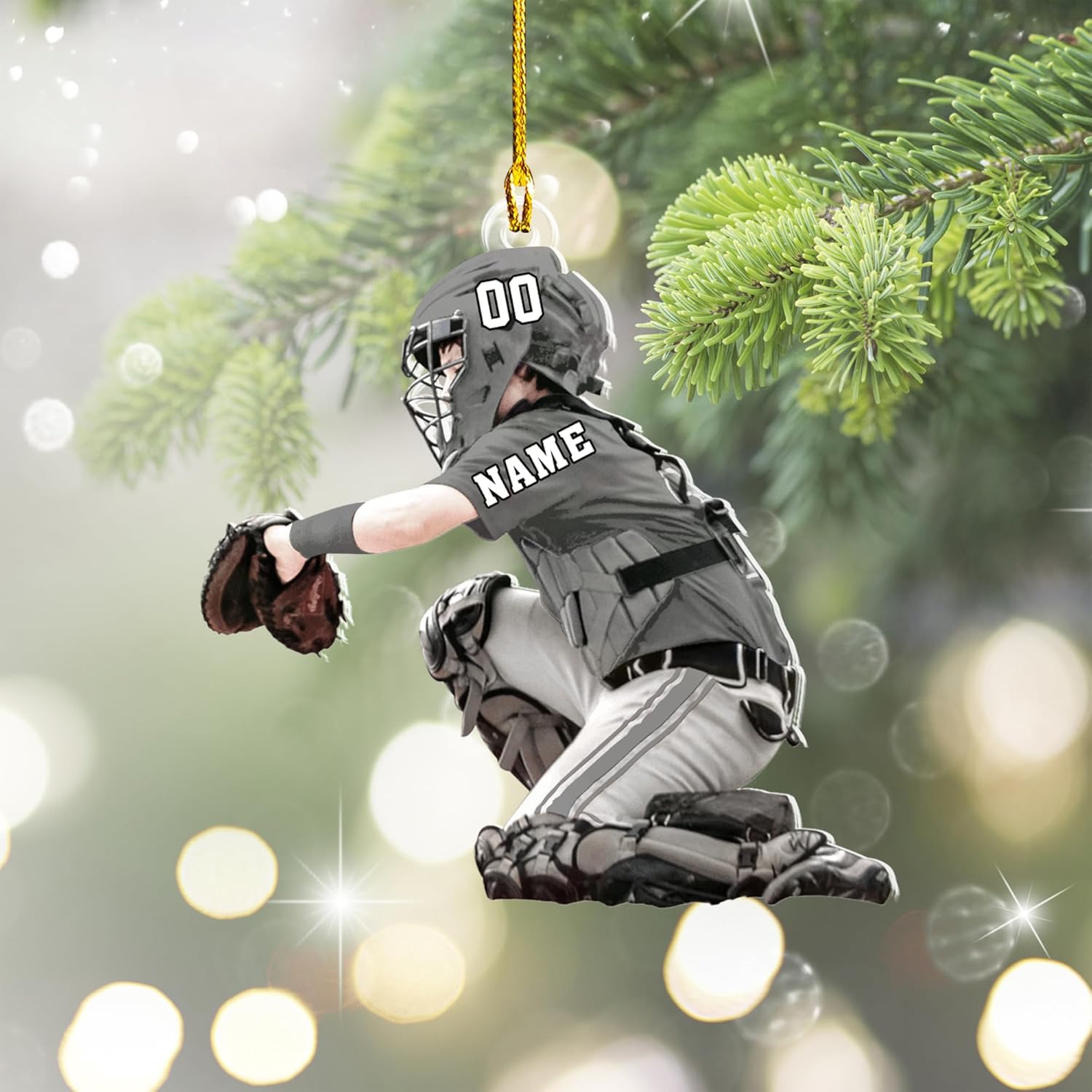 Artparel Personalized Baseball Ornament Christmas Tree Decoration Custom Baseball Christmas Ornament 2D Shape Flat Baseball Lover Gifts Beginner Baseball Players Ornament Gift (BB54)