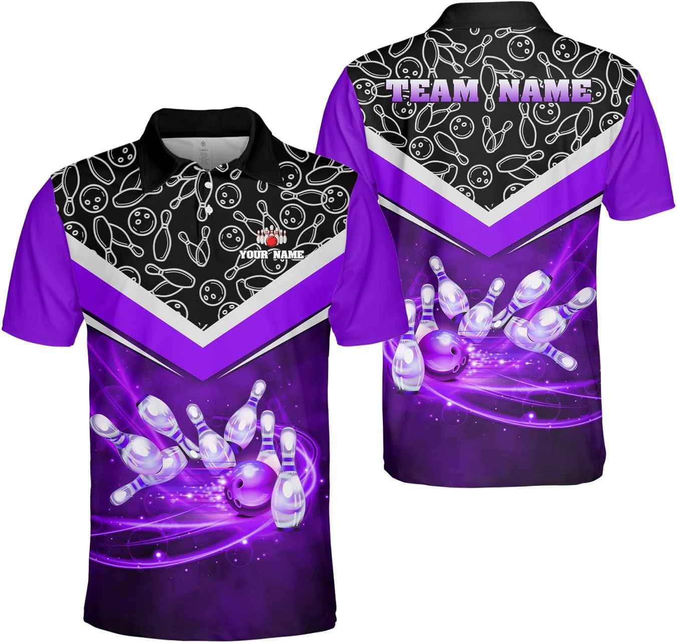 Ligthuy Personalized Name Bowling Polo Shirts 3D for Men and Women, Bowling Shirt, Bowling Team