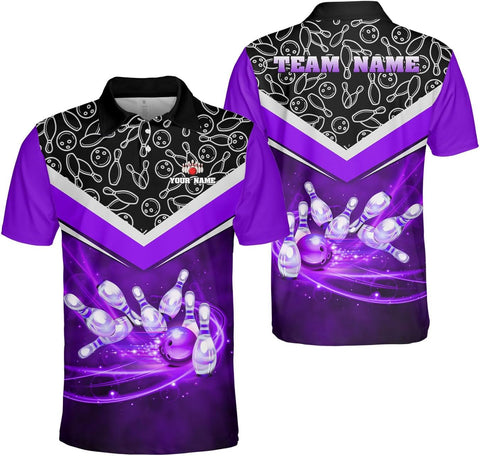 Ligthuy Personalized Name Bowling Polo Shirts 3D for Men and Women, Bowling Shirt, Bowling Team