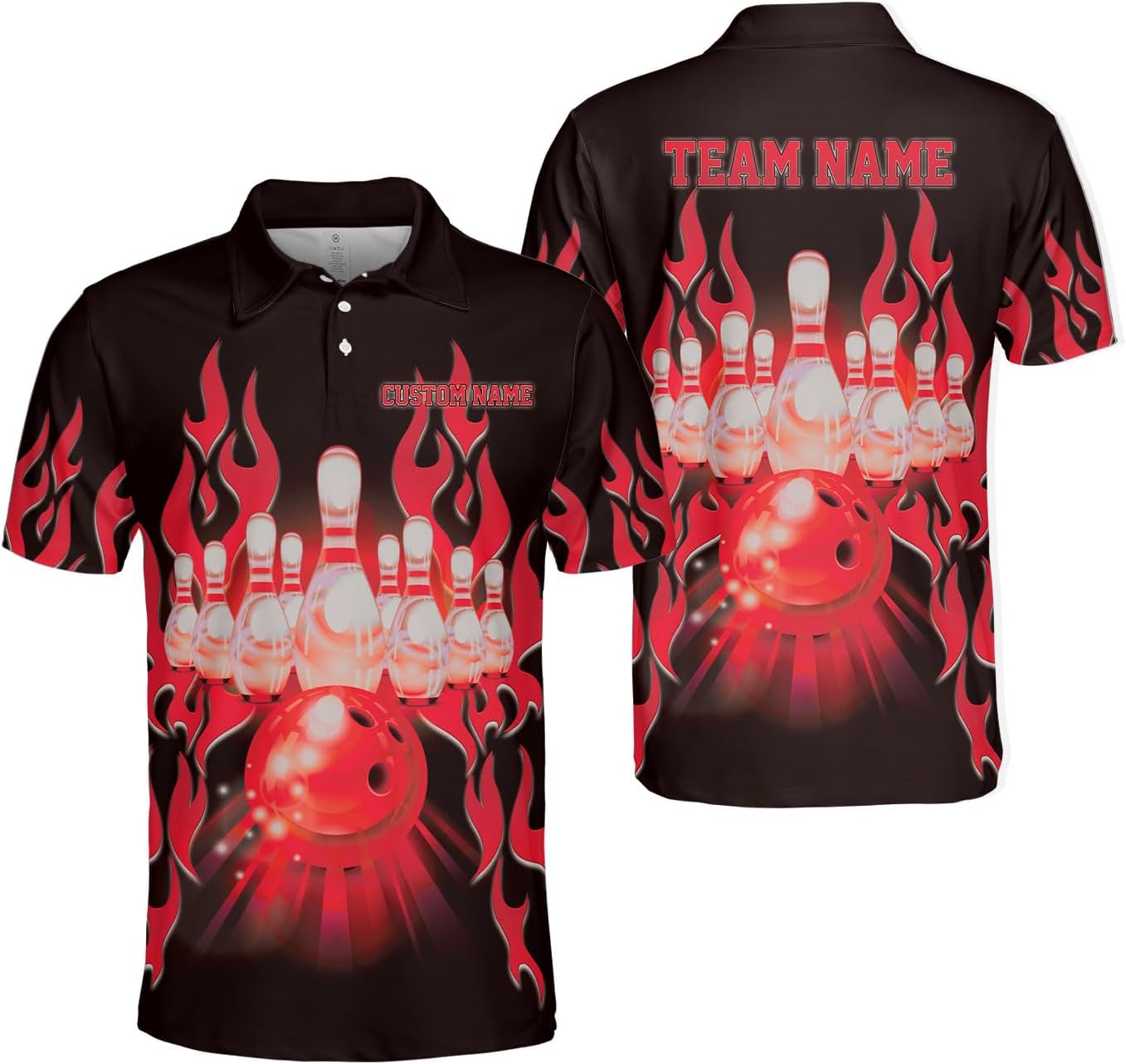 Custom 3D Bowling Polo Shirts for Men and Women Personalized Team Name Gift Unisex Customized Bowling Short Sleeve Polo Shirt