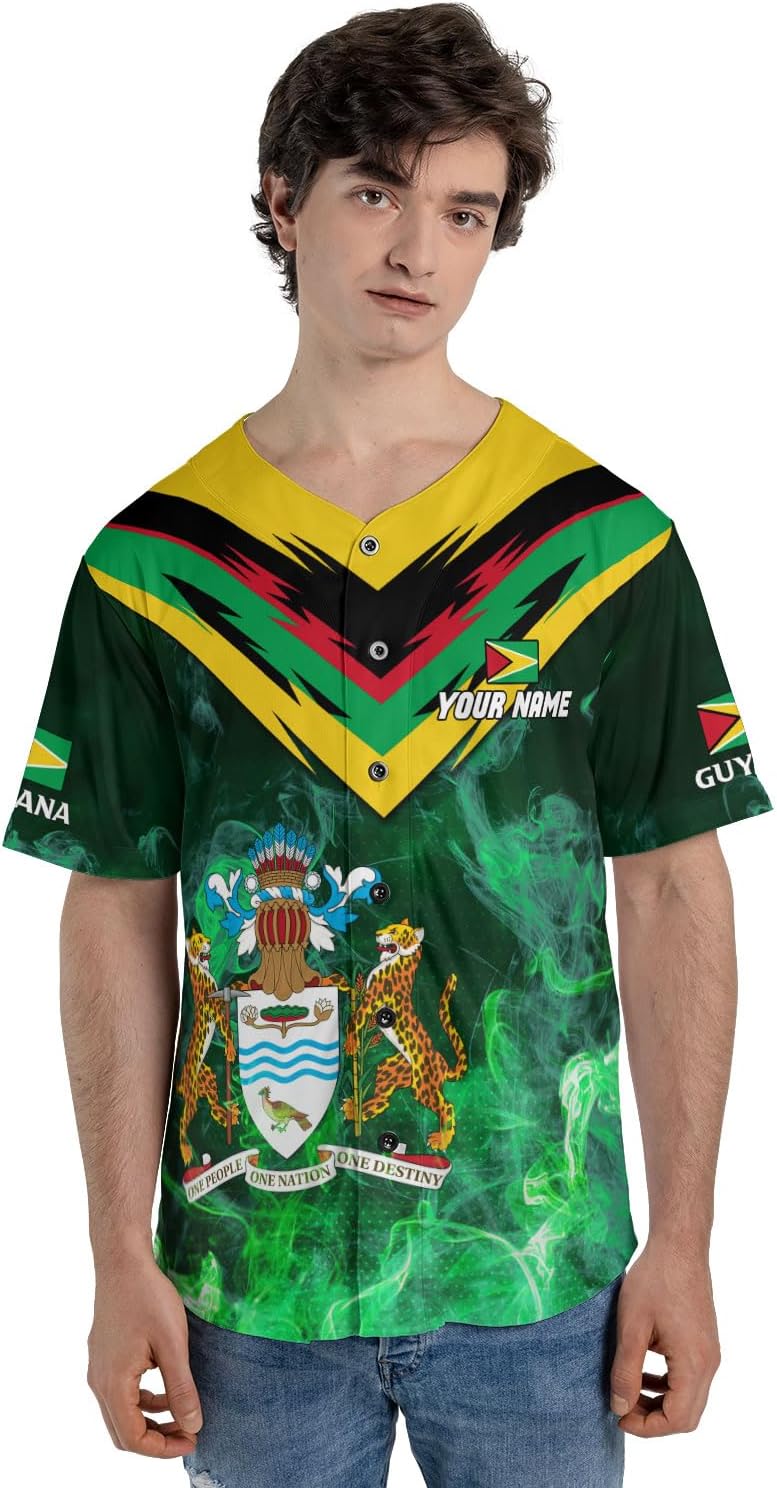 Parvii Personalized Guyana Shirts, Guyana Pride Baseball Jersey Guyanese Guyana Flag Jersey Shirt for Men & Women Guyana Gift