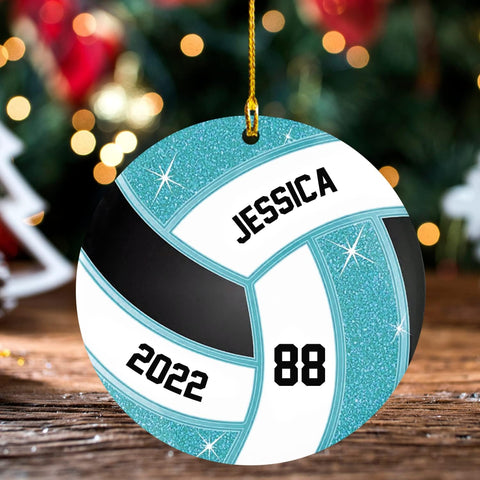 Mostprints Personalized Name Volleyball Ornament for Chrismas 2023, Custom Wood Volleyball Ornaments for Christmas Tree, Volleyball Ornaments for Men, Boy Christmas Pine Tree Hanging