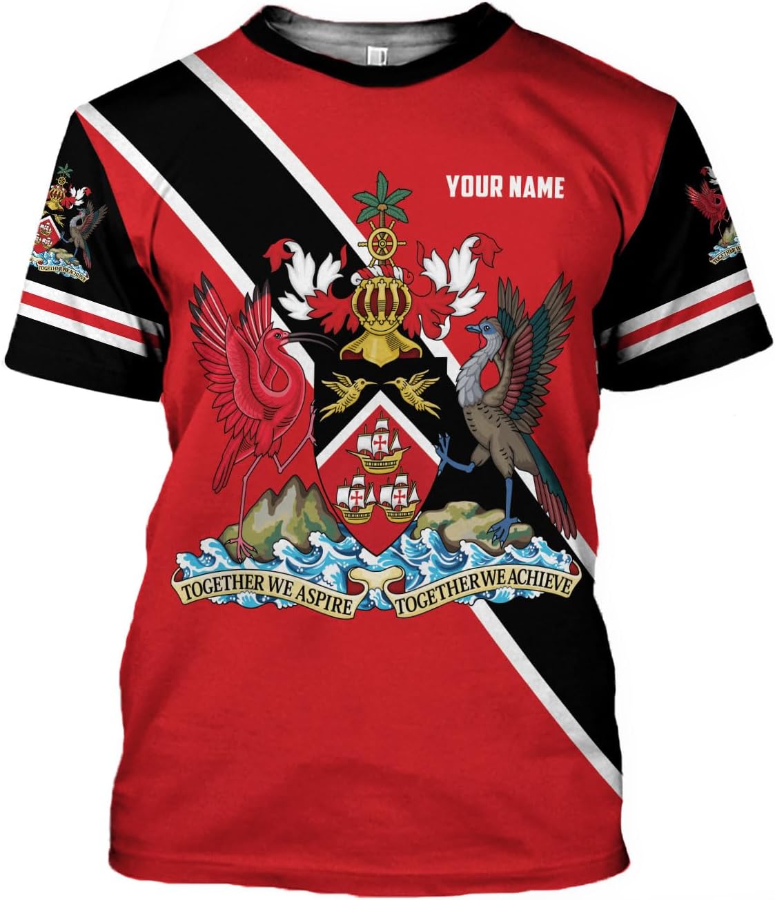 Personalized Trinidad & Tobago Shirts Trinidad and Tobago Coat of Arms Flag 3D Shirts Trinidad Pride Independence