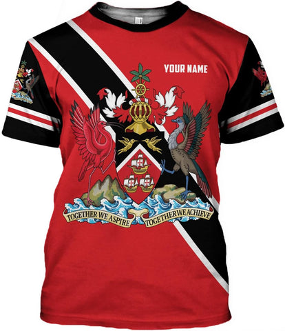 Personalized Trinidad & Tobago Shirts Trinidad and Tobago Coat of Arms Flag 3D Shirts Trinidad Pride Independence