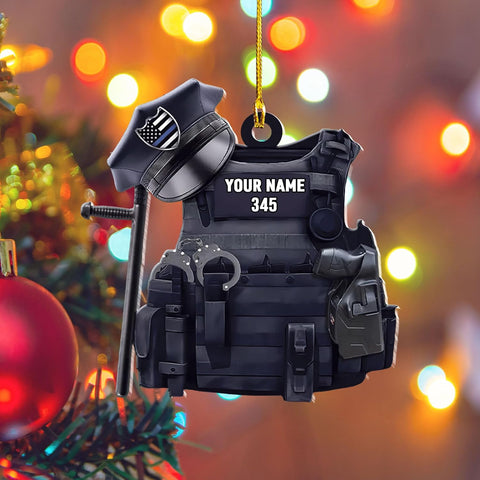 Royal Fight Personalized Police Christmas Ornament Police Outfit Gift for Police Police Prayer Ornament Police Hat Ornament, Police Vest Ornament Police Officer Ornament (Police 1)