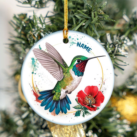 MAPrints Personalized Hummingbird Ornaments for Christmas Tree 2024, Hummingbird Christmas 2024 Ornament, Bird Ceramic Ornament, Gifts for Bird Lovers (NBird 9)