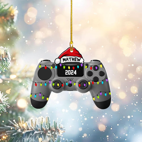 Artparel Personalized Gamer Ornament Custom Name Game Controller Ornament Shape Flat Computer Ornament for Gamer Gaming Ornament Gamer Christmas Ornament (VGC5)
