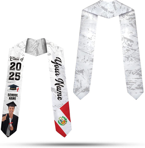 Pretyprints Peruvians Graduation Sash, Peru Graduation Stole Custom Personalized Peruvians American Flag Graduation Sash 2025