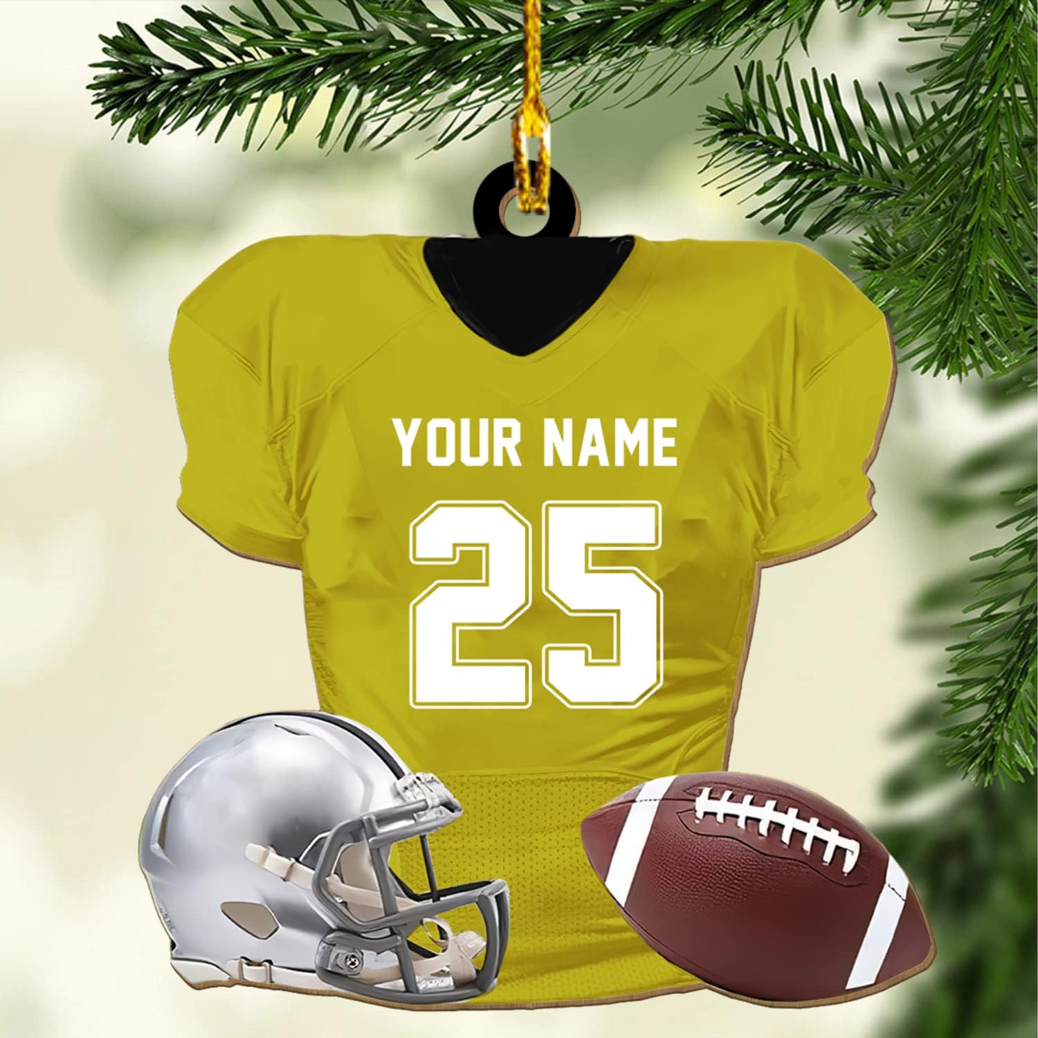 Personalized Name Football Ornaments 2024, Customized Football Christmas Ornaments Wood, Acrylic Ornament Christmas Tree Hanging Ornament Pine Tree Decorations for Kid Couple Friends Family