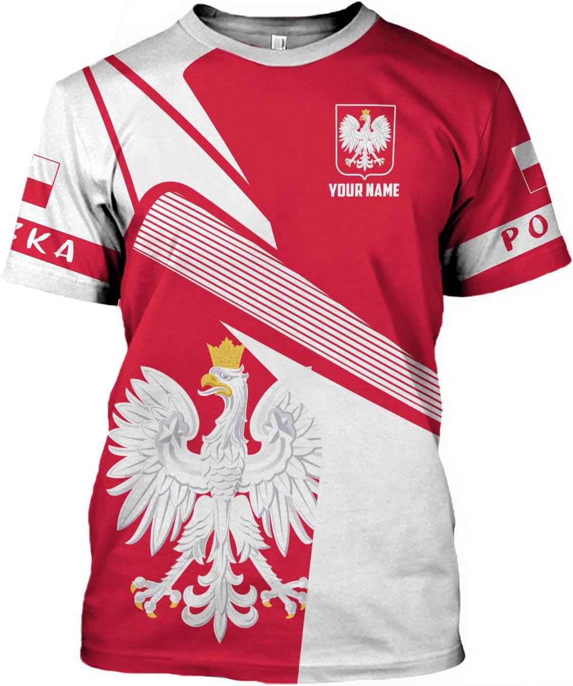 MoonArt Personalized Name Poland Shirt 3D, Poland Pride Shirts, Retro-Feel Polish Eagle Polska Unisex T-Shirt Polish Eagle