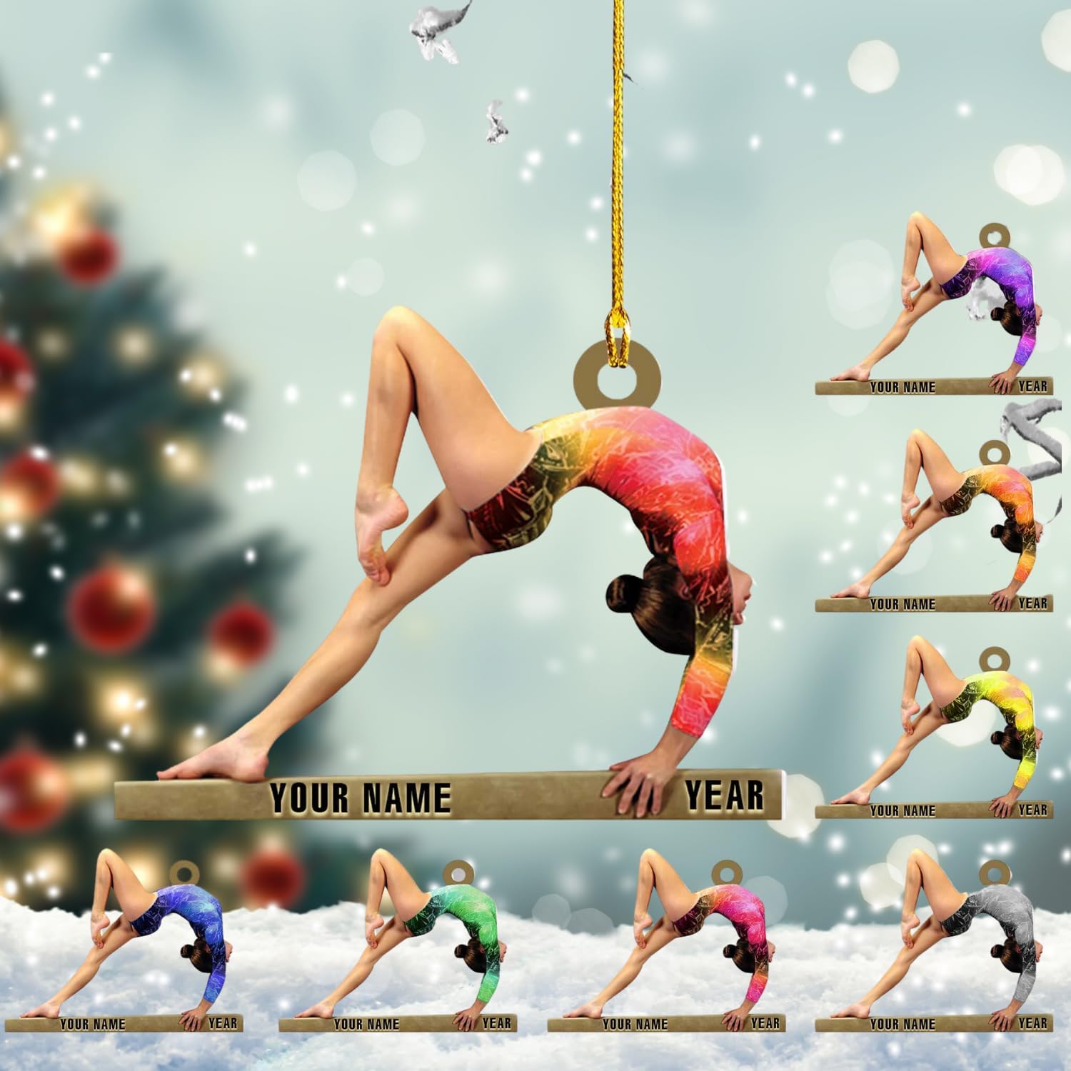 Personalized Gymnastics Christmas Ornament, Gymnast Gymnastics Ornament with Name, Gymnastics Sports Ornament Gift for Xmas 2024 Gymnastics Fans Coach Men Women, Gymnast Christmas Ornament (Multi 9)