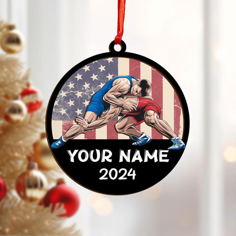 Personalized Wrestling Christmas Ornament 2024 Wrestling Christmas Ornament Gift for Wrestling Player Wrestling Christmas Tree Ornaments for Boys or Girls (Acrylic, Style 4)