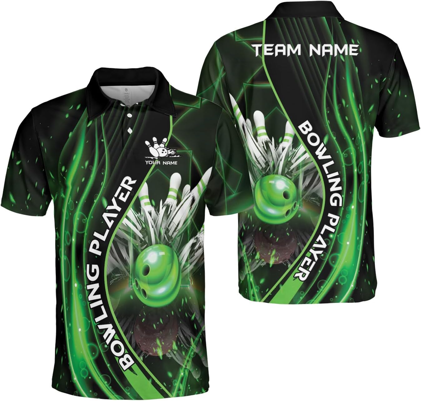 Ligthuy Personalized Name Bowling Polo Shirts 3D for Men and Women, Bowling Shirt, Bowling Shirts for Men Team Bowling Shirt