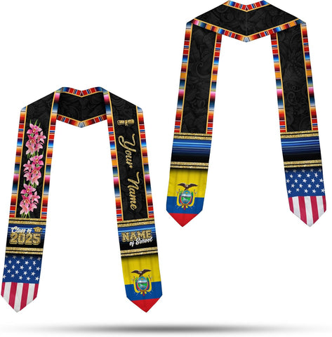 Pretyprints Ecuador Graduation Stole, Ecuadorians American Flag Graduation Sash 2025, Ecuadorians Graduation Sash