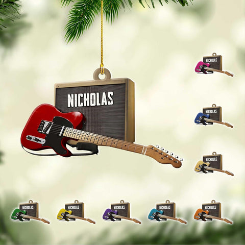 Personalized Guitar Ornament, Electric Guitar Ornament, Guitar Christmas Ornaments 2024, Acoustic Guitar Christmas Ornament, Guitar Christmas Ornaments Guitarist Gift Musical Instruments Xmas (G15)