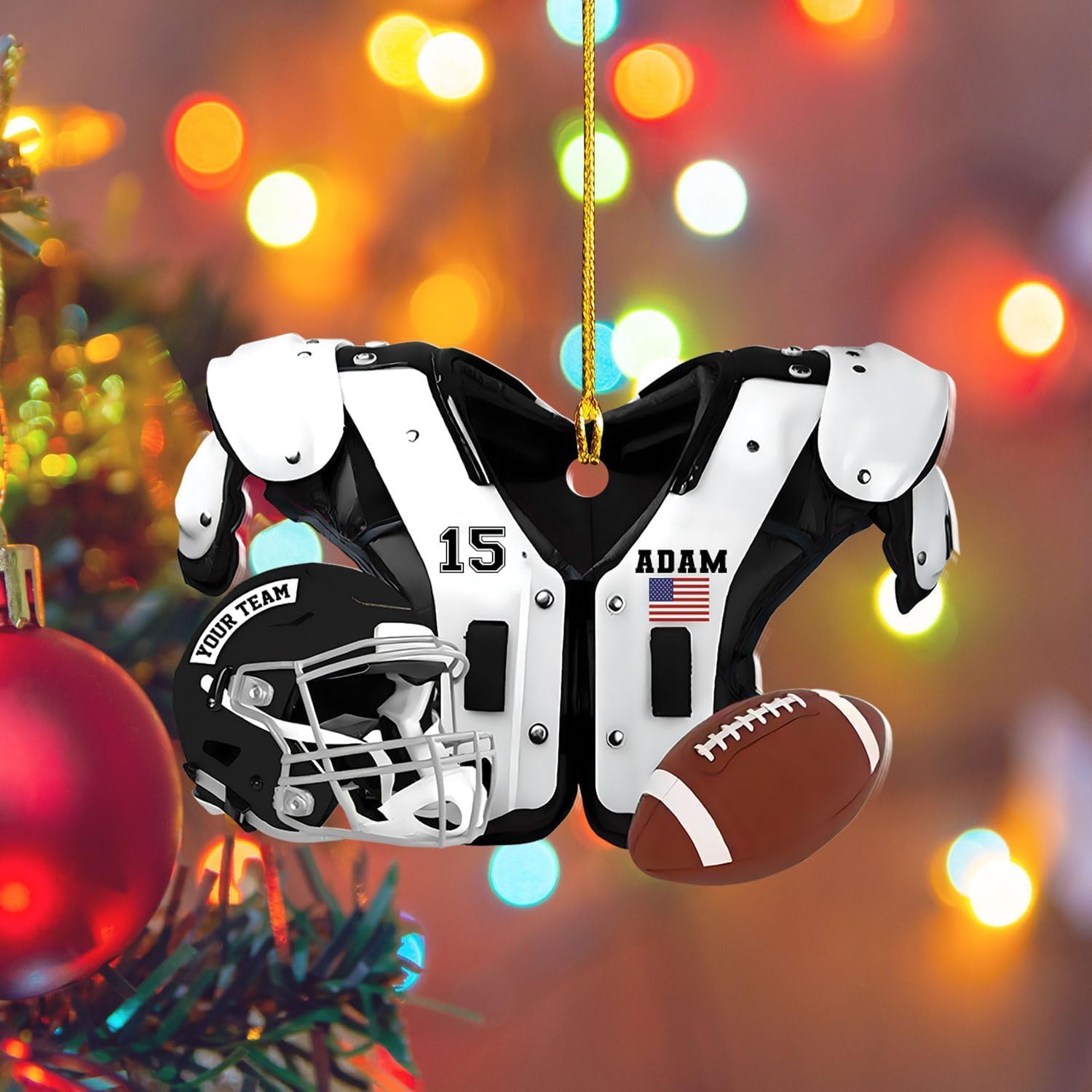 Personalized Football Ornaments 2024, Custom Football Ornament for Tree, Football Christmas Ornaments Football Ornaments for Tree Football Helmet Ornament Football Pad Gift for Football Player (FN1)