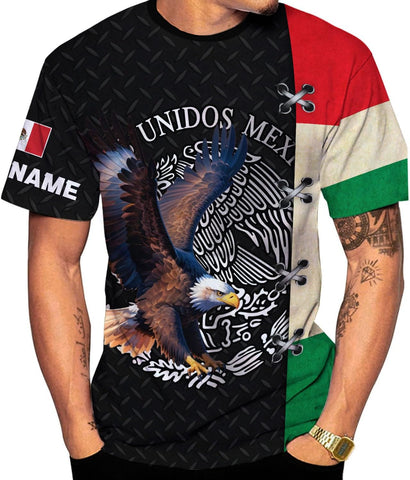 Mostprints Personalized Name Mexican Shirts for Men 3D Customized Mexico Shirts for Men Mexico Shirts for Women Mexico Shirt