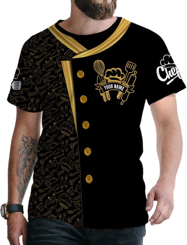 Custom Chef Shirt Chef Shirts for Men Gifts for Master Chef Lovers Custom Chef T Shirts for Men Funny 3D Chef Shirts for Men